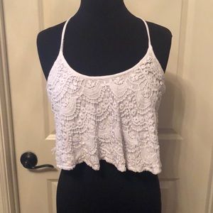 white lace crop tank